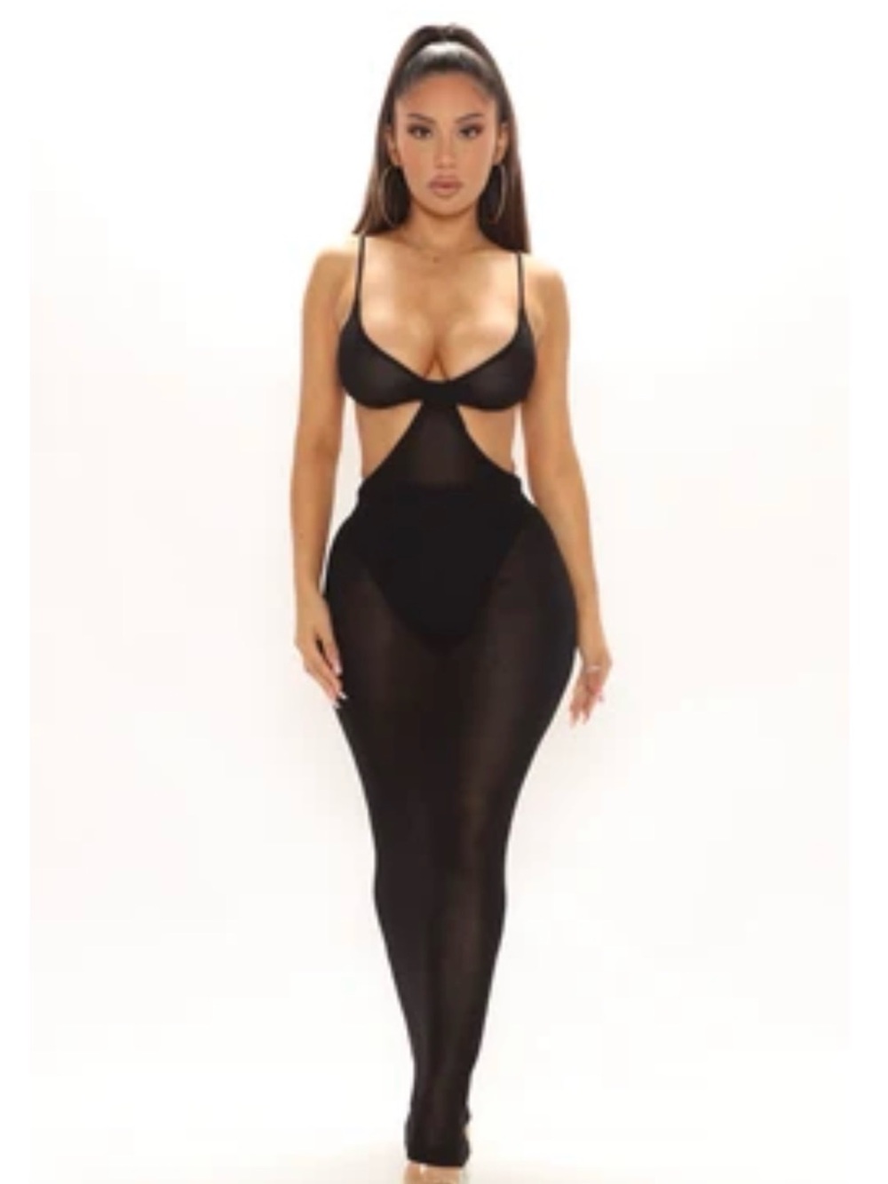 Fashion Nova Black Sheer Cutout Bodycon Chemise